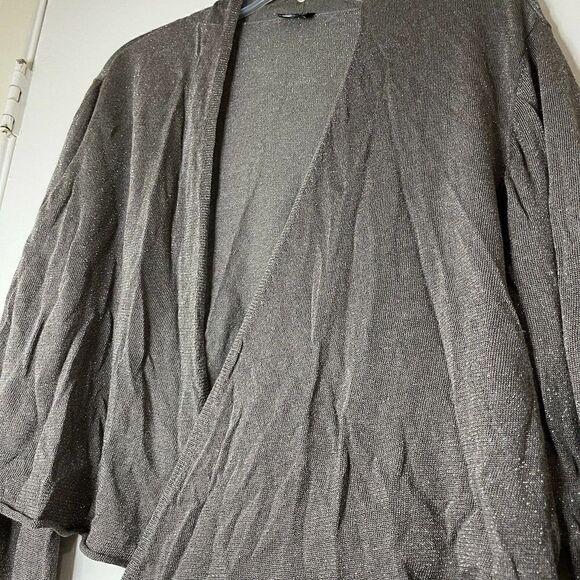 EILEEN FISHER shimmer metallic gold cardigan knit sweater small - Picture 3 of 4
